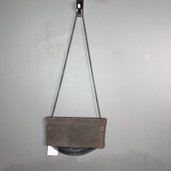 Revolve Eryn Brinie shoulder bag clutch suede chain drape NWT Moto gray Y2k - Picture 9 of 10